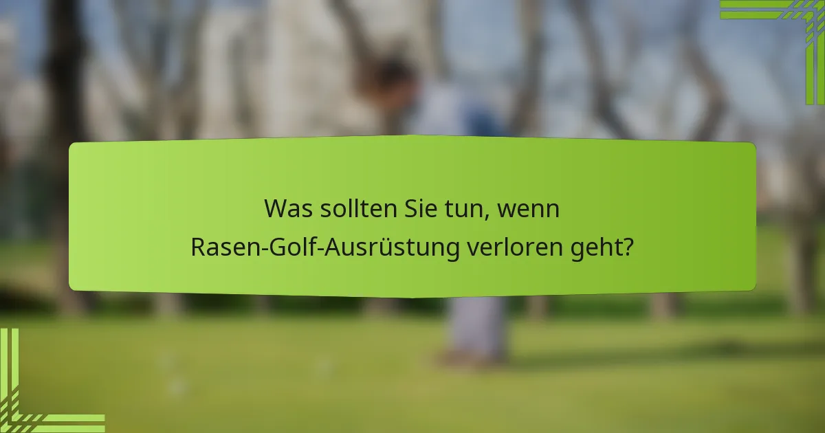 Was sollten Sie tun, wenn Rasen-Golf-Ausrüstung verloren geht?