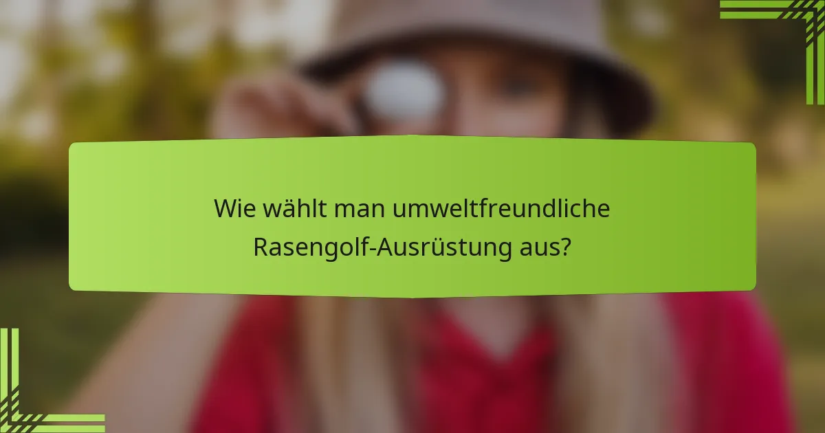 Wie wählt man umweltfreundliche Rasengolf-Ausrüstung aus?